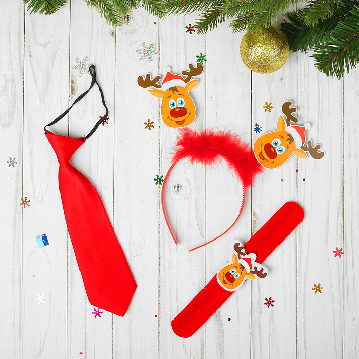 Карнавальный набор детский "Рудольфик": ободок, галстук, браслет