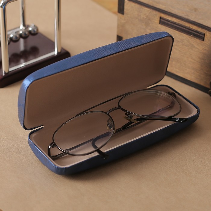 Футляр для очков Штрихи 15,5*3*6,5 отдел, синий