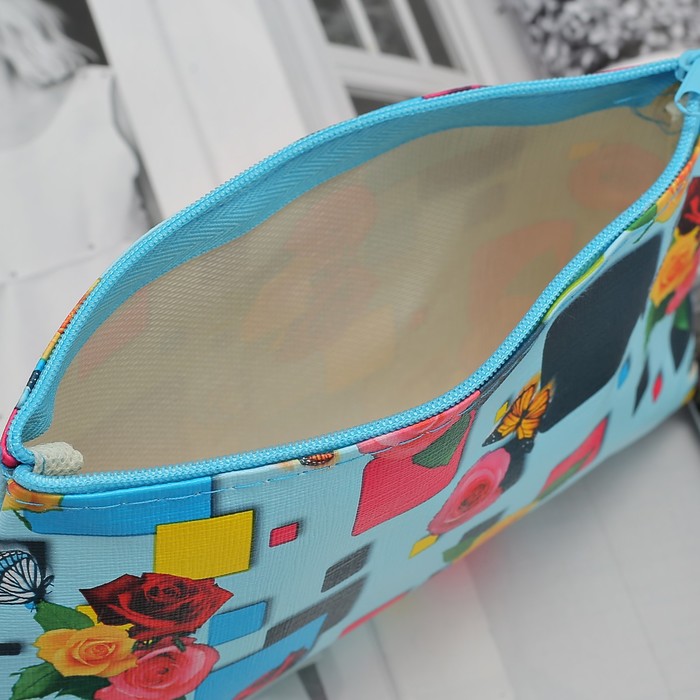 Косметичка простая «Стиль», отдел на молнии, цвет голубой