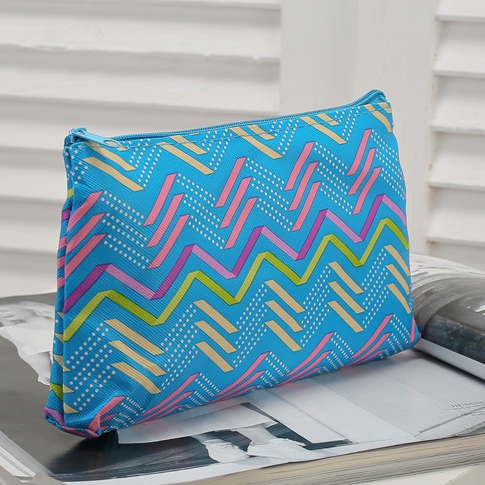 Косметичка простая, отдел на молнии, цвет голубой