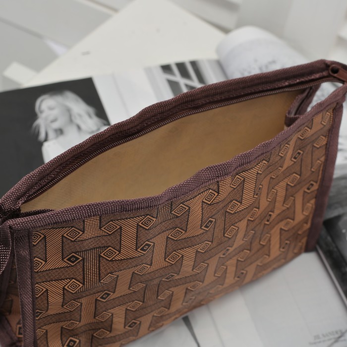 Косметичка «Ажур», отдел на молнии, цвет кофе