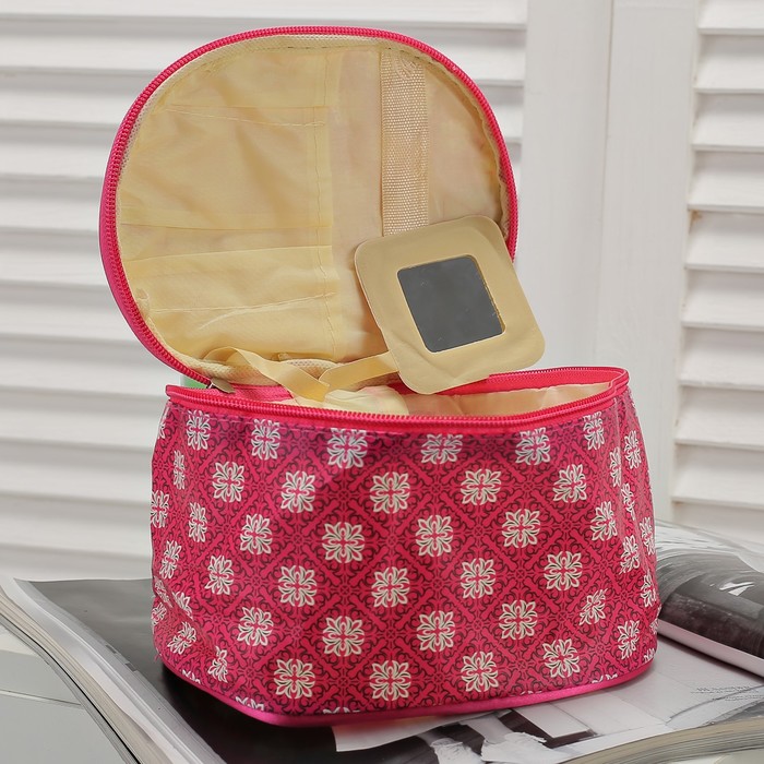 Косметичка-сундук, отдел на молнии, цвет малиновый