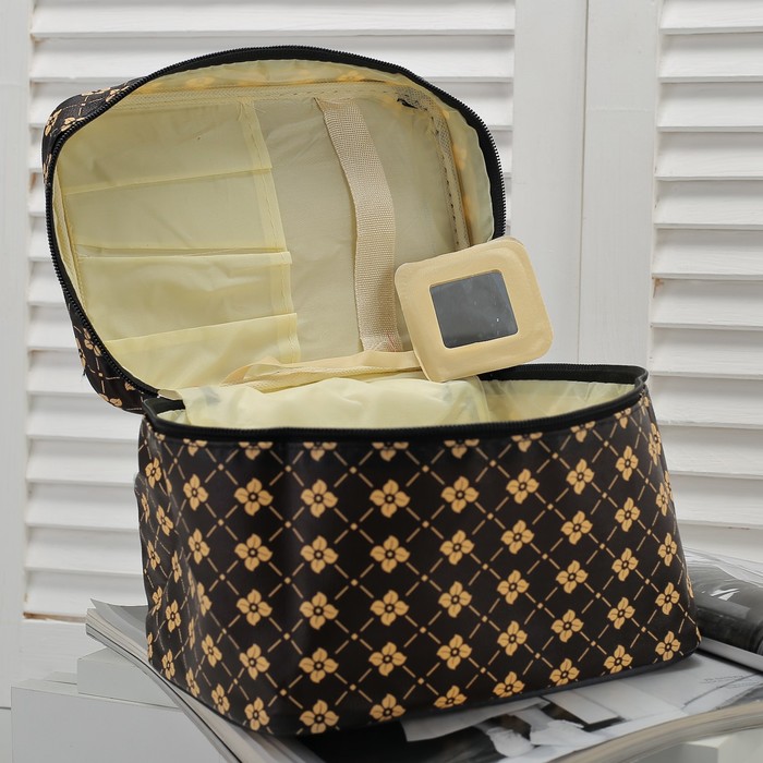 Косметичка-сундук «Грация», отдел на молнии, цвет кофе