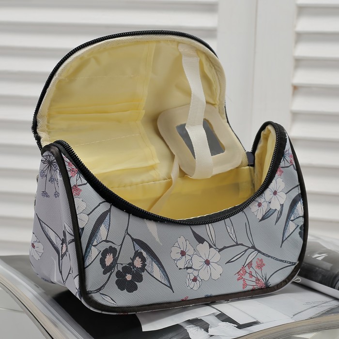 Косметичка-сумочка, отдел на молнии, цвет серый