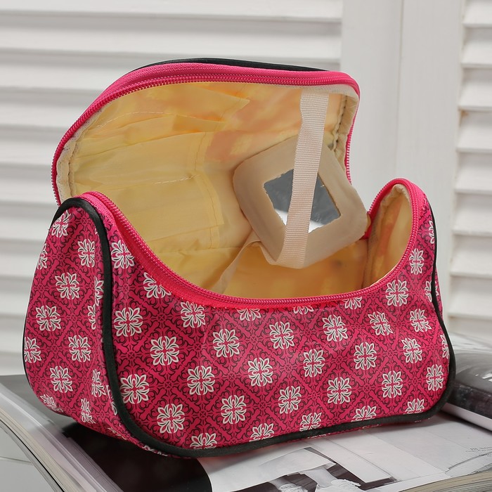 Косметичка-сумочка, отдел на молнии, цвет малиновый