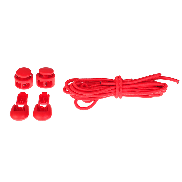 Шнурки для обуви круглые, эластичные с фиксатором, d=3мм, 100см, цвет красный