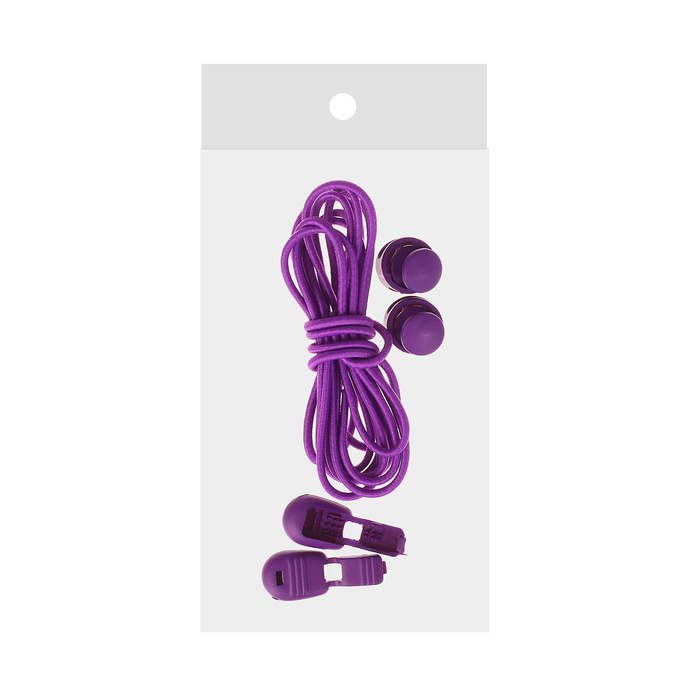 Шнурки для обуви круглые, эластичные с фиксатором, d=3мм, 100см, цвет фиолетовый