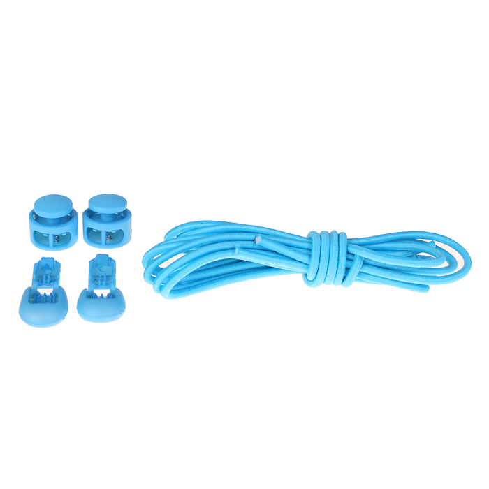 Шнурки для обуви круглые, эластичные с фиксатором, d=3мм, 100см, цвет голубой