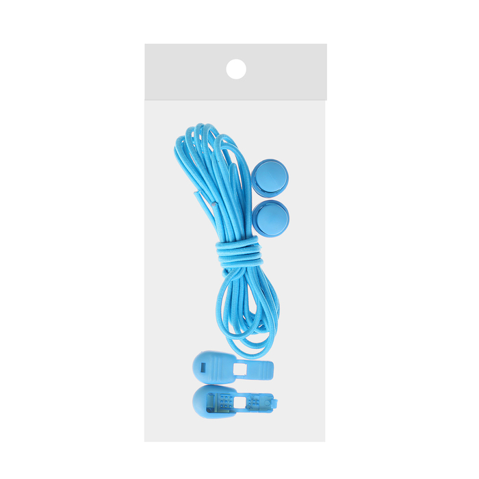 Шнурки для обуви круглые, эластичные с фиксатором, d=3мм, 100см, цвет голубой