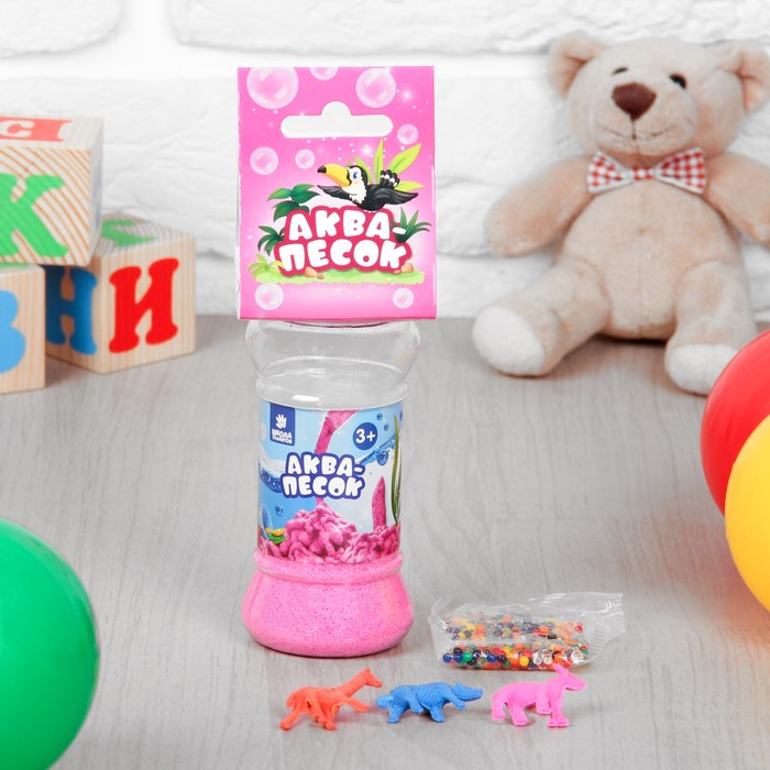 Аквапесок "Зоопарк", с растущими игрушками и гидрогелем