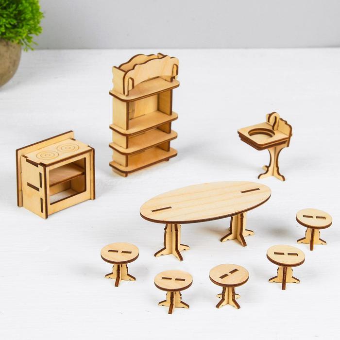 Набор деревянной мебели для кукол. Конструктор «Кухня»