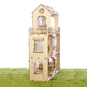 Конструктор «Большой кукольный дом», без мебели и текстиля, фанера — 3 мм, этаж: 33 см от Сима-ленд