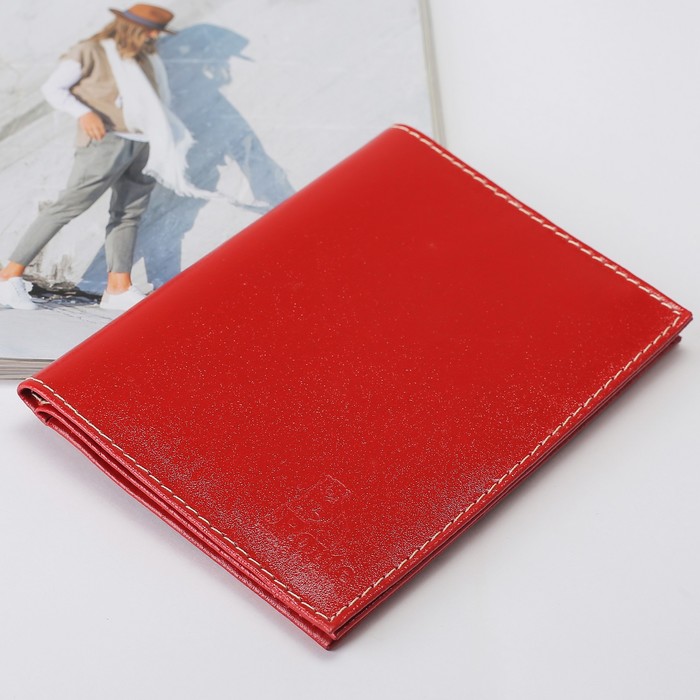 Обложка для автодокументов и паспорта, анилин красный