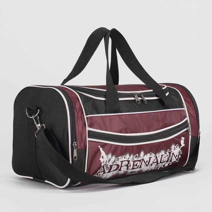 Сумка спортивная "Улыбка", 1 отдел на молнии, 3 наружных кармана, цвет чёрный/бордовый