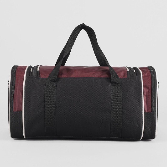 Сумка спортивная "Улыбка", 1 отдел на молнии, 3 наружных кармана, цвет чёрный/бордовый