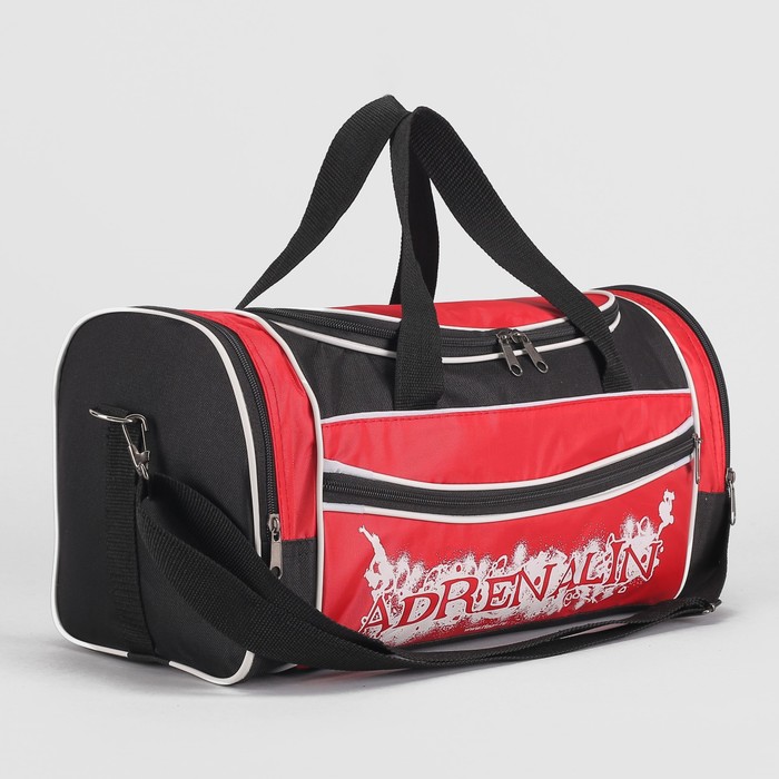 Сумка спортивная "Улыбка", 1 отдел на молнии, 3 наружных кармана, цвет чёрный/красный