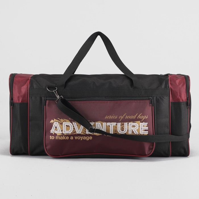 Сумка спортивная "Модуль", отдел на молнии, 3 наружных кармана, цвет чёрный/бордовый