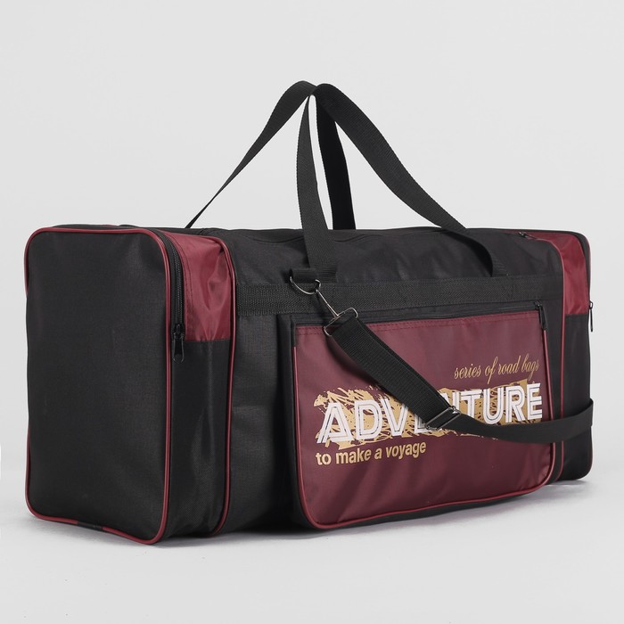 Сумка спортивная "Модуль", отдел на молнии, 3 наружных кармана, цвет чёрный/бордовый