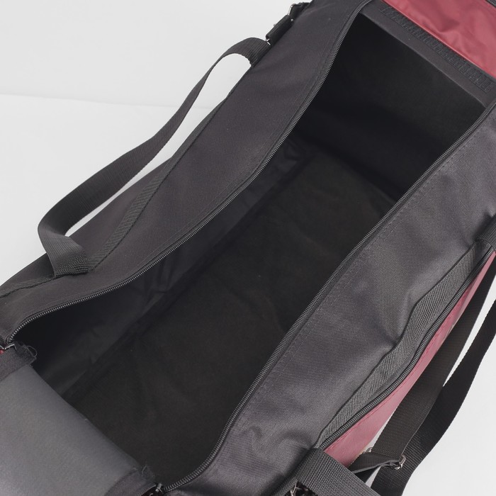 Сумка спортивная "Модуль", отдел на молнии, 3 наружных кармана, цвет чёрный/бордовый