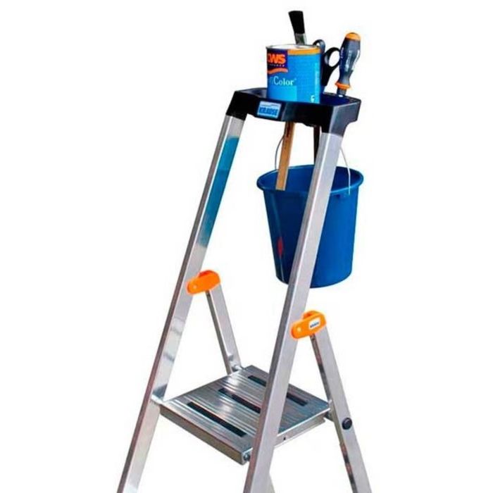 Стремянка KRAUSE MONTO SAFETY, оград. дуга, противоскользящая, раб. высота 3.49 м, 7 ступ.