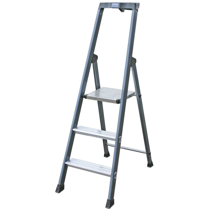 Стремянка KRAUSE MONTO SEPRO, оградительная дуга с полкой, противоскольз., 3 ступени