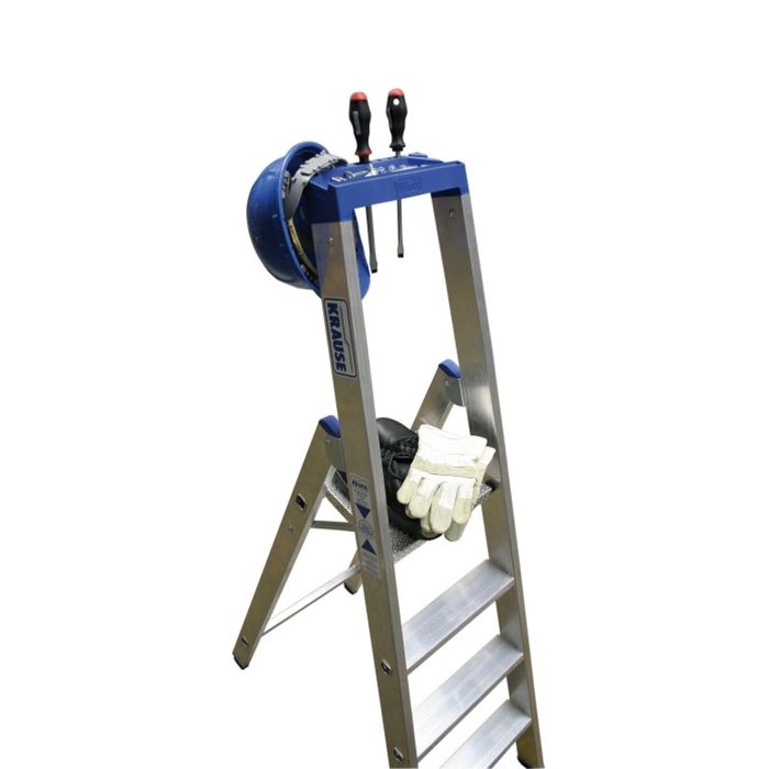 Стремянка KRAUSE STABILO, одностороняя, высокая оградительная дуга с полкой, 6 ступеней