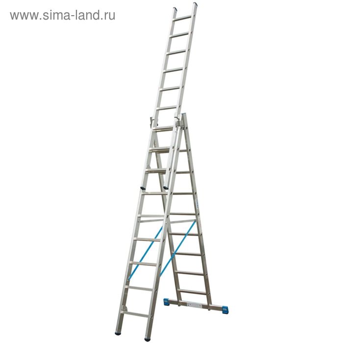 цена Лестница KRAUSE STABILO, трехсекционная, с траверсой, с доп. функцией, 10 ступеней