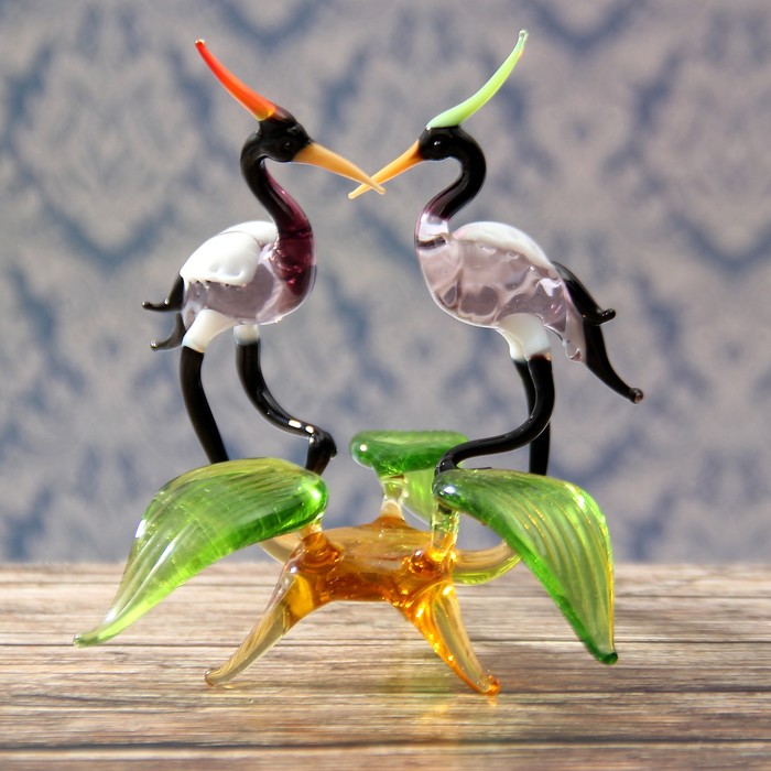 Сувенирная композиция стекло малая "Цапли"  11х11х7 см