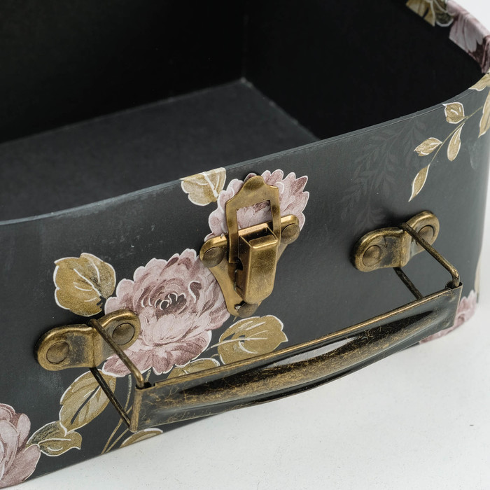 Набор коробок 3в1 "Цветы", чёрный, 30 х 22 х 10 - 20 х 16 х 8 см