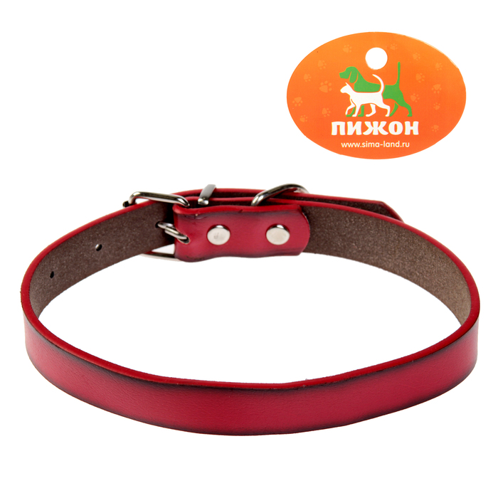 Ошейник из высококачественной искусственной кожи с подкладом "под кожу", 44х2 см, красный