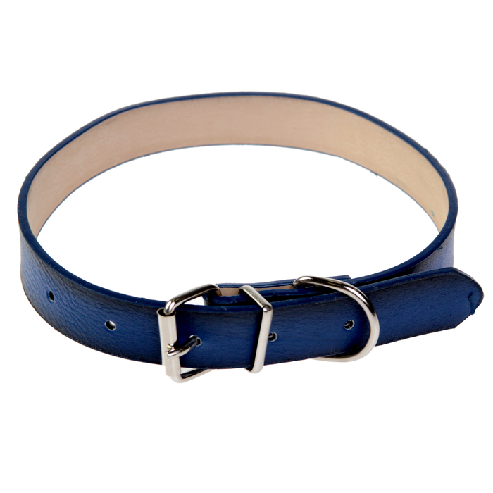 Ошейник из высококачественной искусственной кожи с подкладом "под кожу", 44 х 2 см, синий