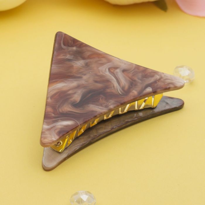 Краб для волос "Версаль" 7,5 см треугольник коричневый