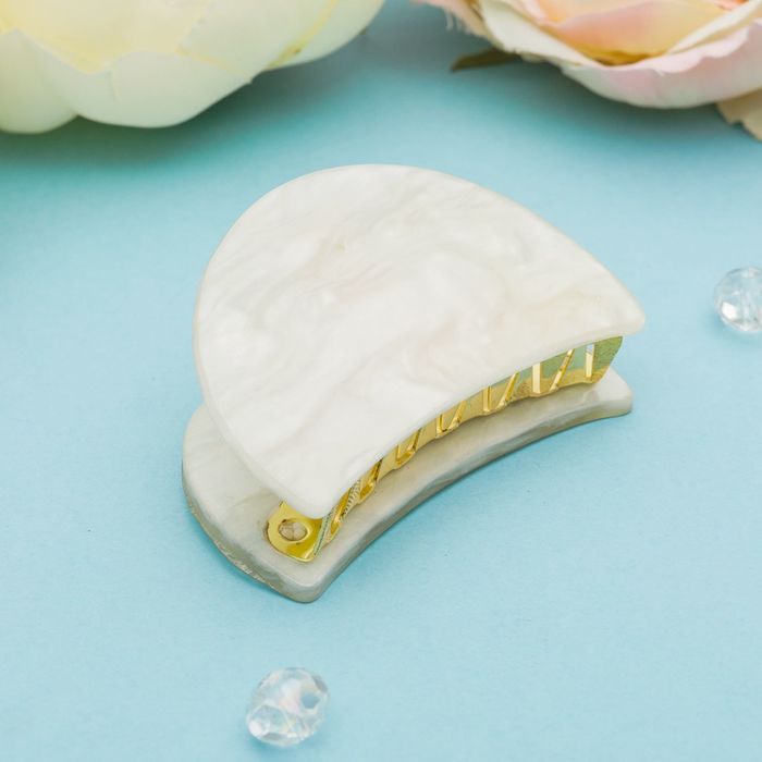 Краб для волос "Версаль" 6 см овал кремовый