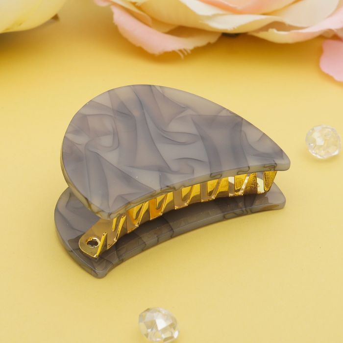 Краб для волос "Версаль" 6 см овал серый