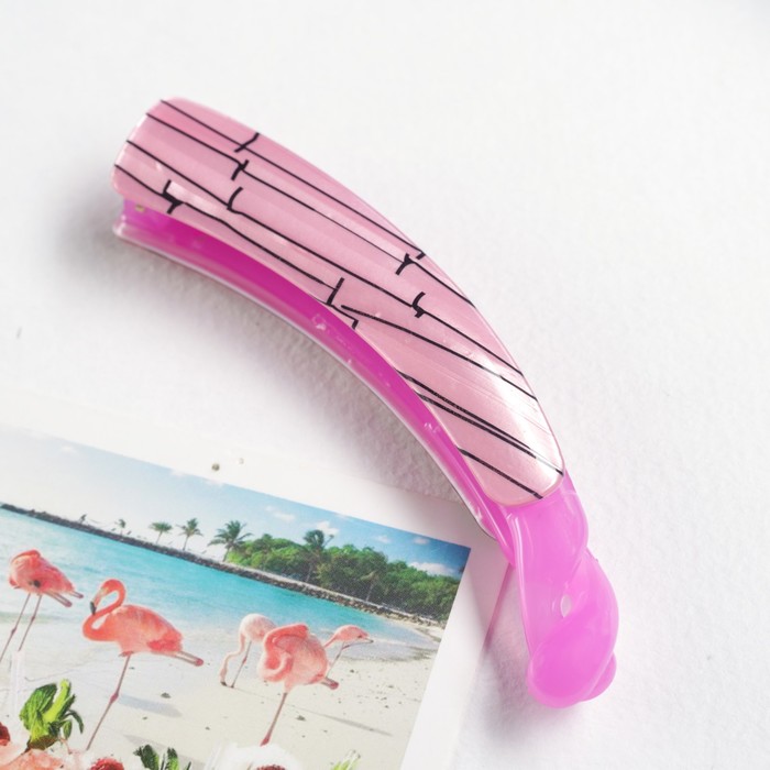 Банан для волос "Хризантема" 10 см, розовый с полосками