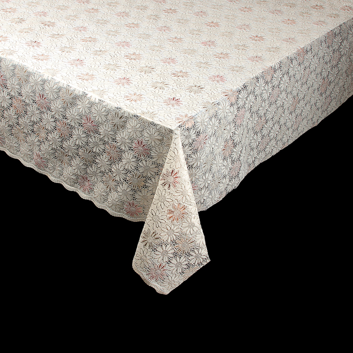 Клеенка ажурная Lace, ширина 137 см "Цветочная поляна", рулон 20 м