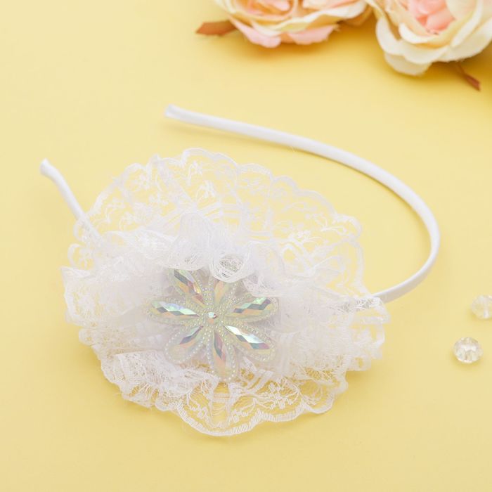 Ободок для волос "Школьница" семицветик, белый