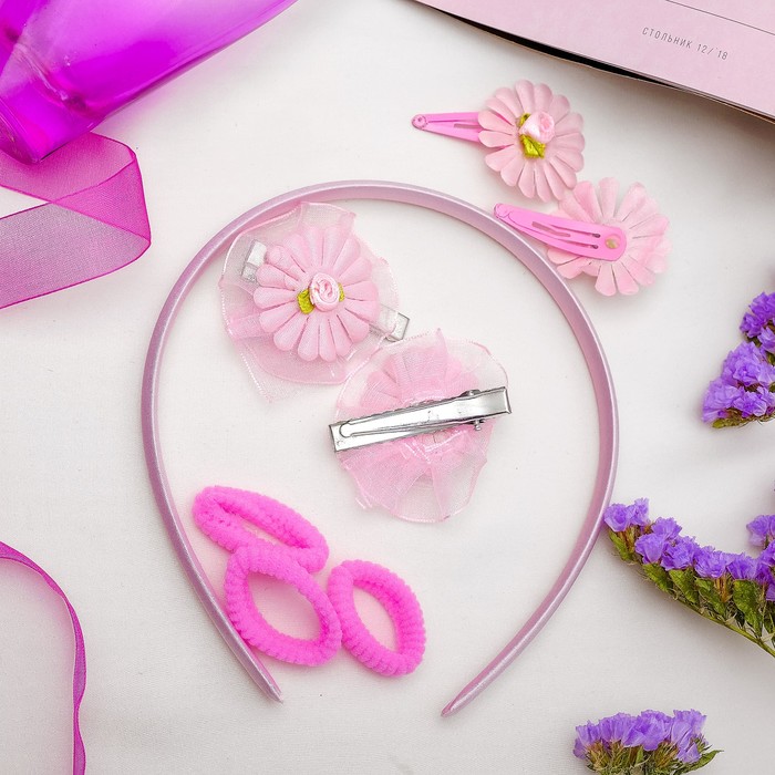 Набор для волос "Фиона" (1 ободок, 3 резинки, 2 невидимки, 2 зажима) розочки