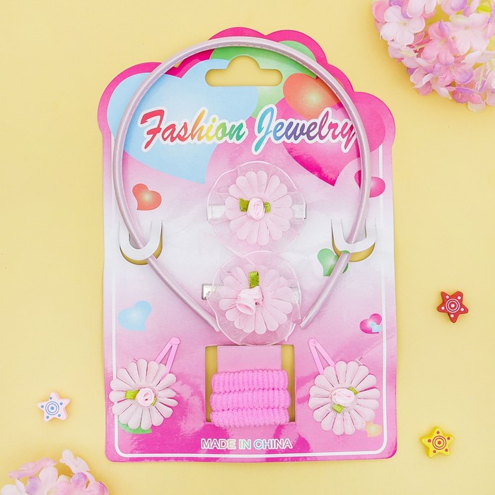 Набор для волос "Фиона" (1 ободок, 3 резинки, 2 невидимки, 2 зажима) розочки