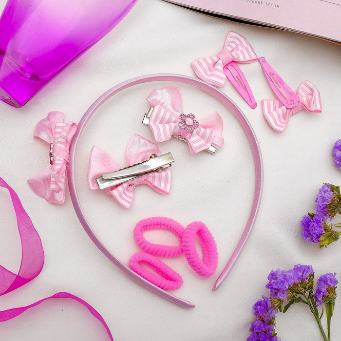 Набор для волос "Фиона" (1 ободок, 3 резинки, 2 невидимки, 2 зажима) бантики