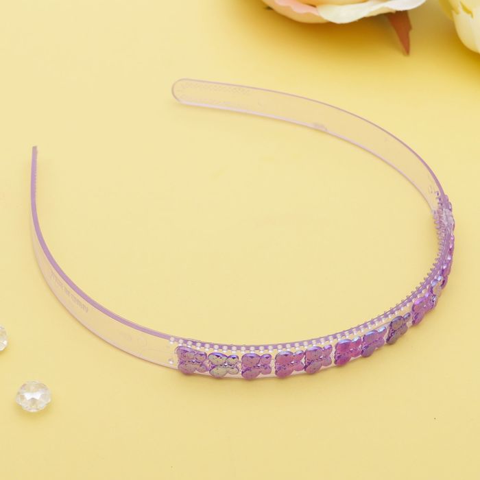 Ободок для волос "Гранд" 1,2 см, бабочки с перламутром, микс