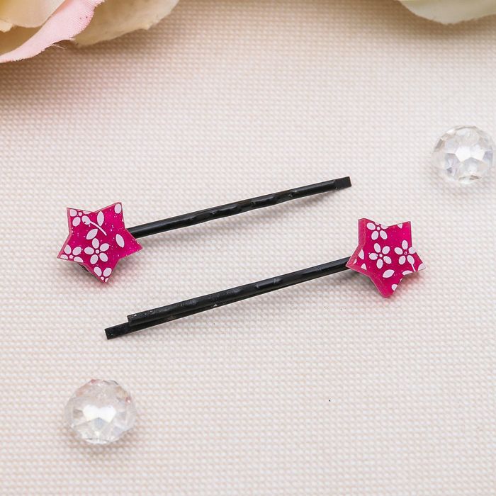 Невидимка для волос "Белые цветочки" (набор 20 шт) 5 см, звезда