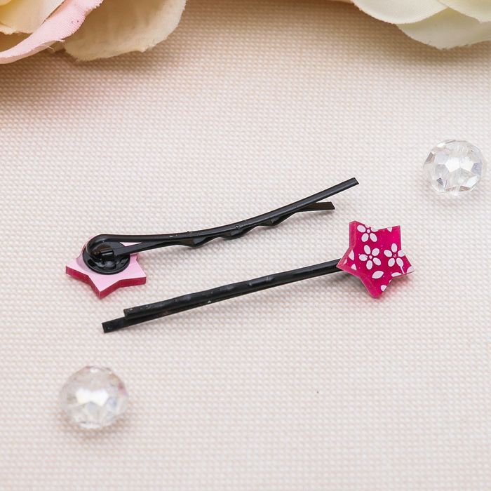 Невидимка для волос "Белые цветочки" (набор 20 шт) 5 см, звезда