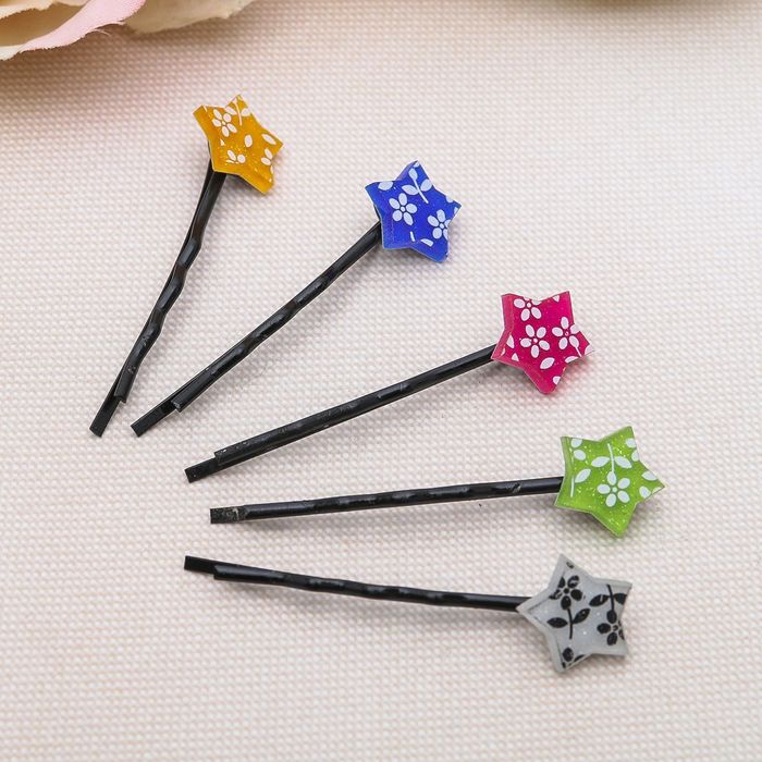 Невидимка для волос "Белые цветочки" (набор 20 шт) 5 см, звезда