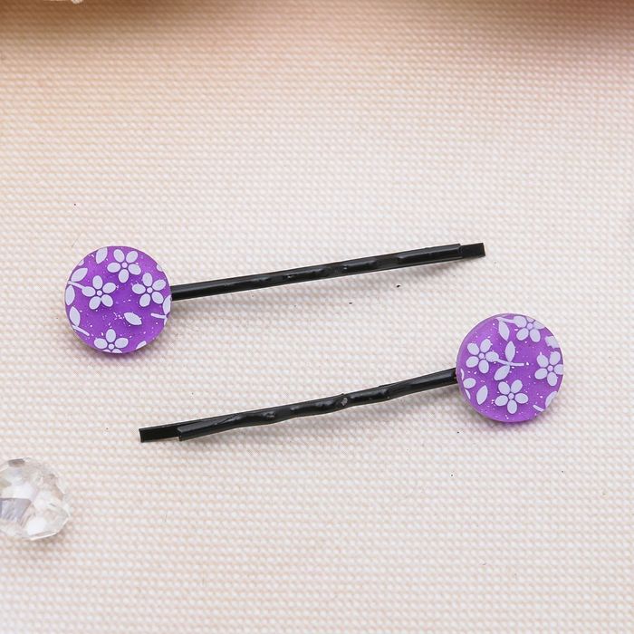 Невидимка для волос "Белые цветочки" (набор 20 шт) 5 см, круг