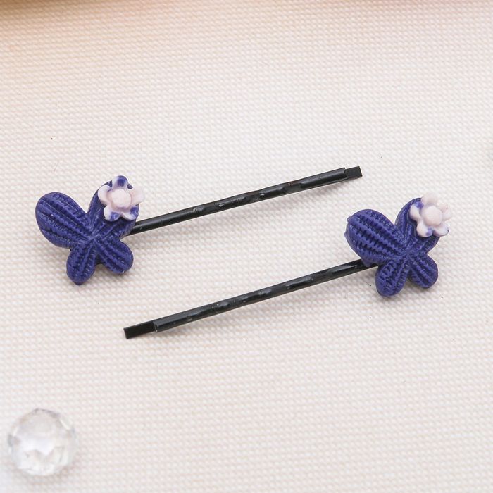 Невидимка для волос "Текстурная" (набор 20 шт) 5 см, бабочка