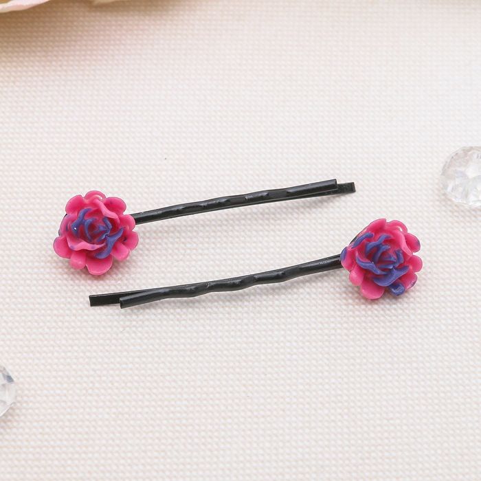 Невидимка для волос "Цветочная" (набор 20 шт) 4,5 см, роза