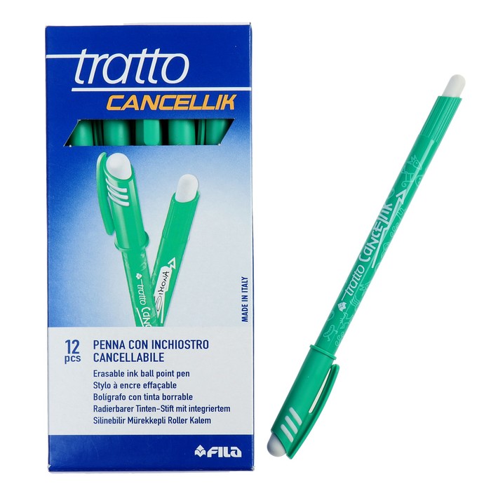 Ручка "пиши-стирай" шариковая Tratto Ftratto Cancellik +ластик зеленый 826104