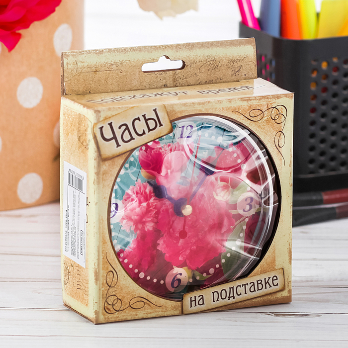 Часы настольные "Пионы"