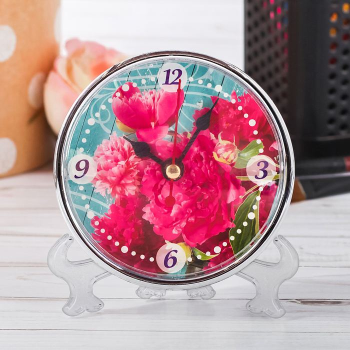Часы настольные "Пионы"